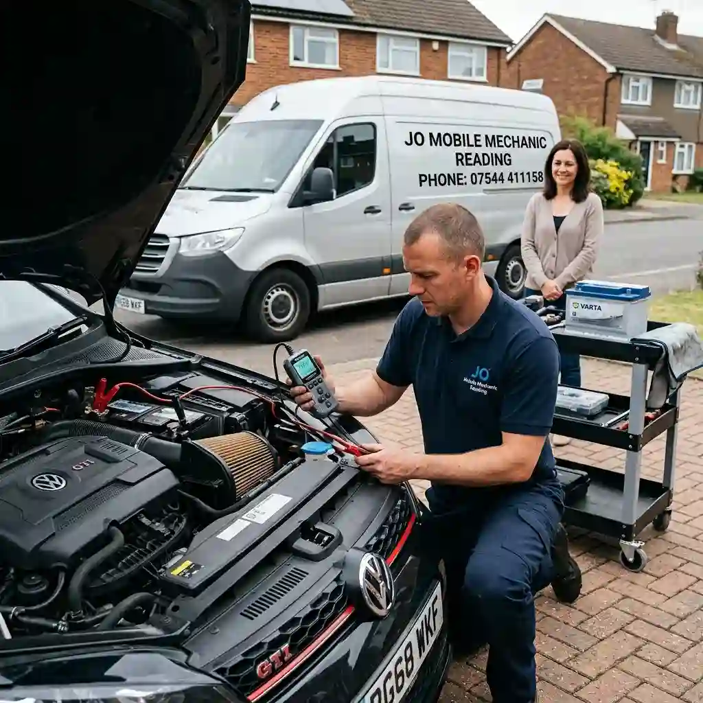 Car Battery Replacement Reading performed by a professional mobile mechanic.