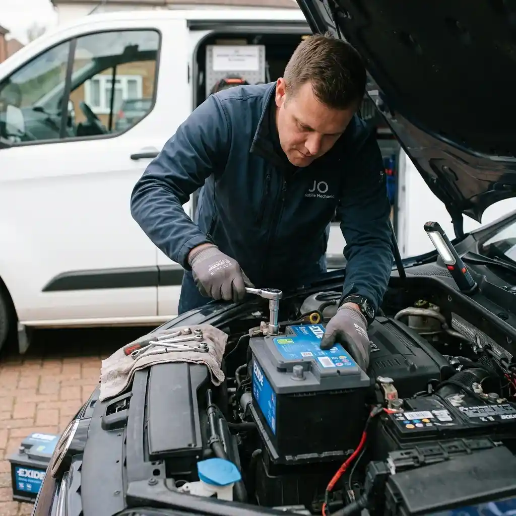 Mobile Battery Fitting Reading provided by a professional mechanic at a customer's home in Reading